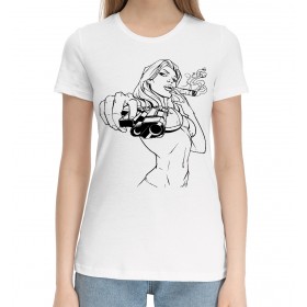 Женская хлопковая футболка с принтом Пистолет в Тюмени,  |  | 