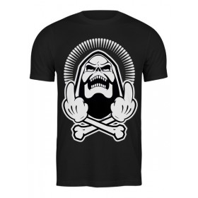 Мужская футболка с принтом Skeleton F*ck You в Тюмени,  |  | Тематика изображения на принте: 