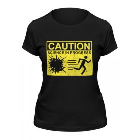 Женская футболка с принтом Осторожно Наука в Тюмени,  |  | 