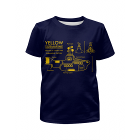 full_print_girl_tee с принтом Yellow Submarine в Тюмени,  |  | Тематика изображения на принте: 