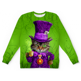 full_print_kids_sweatshirt с принтом Чеширский котик в Тюмени,  |  | Тематика изображения на принте: 