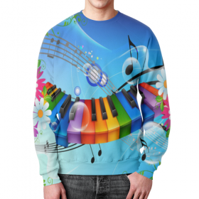 full_print_sweatshirt с принтом МУЗЫКА .НОТЫ.ЗВУК.КЛАВИШИ.ПИАНИНО.ЦВЕТЫ. в Тюмени,  |  | 