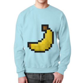 full_print_sweatshirt с принтом Пиксельный банан в Тюмени,  |  | Тематика изображения на принте: 