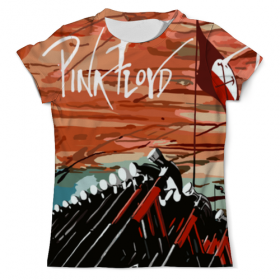 Мужская футболка 3D с принтом Pink Floyd в Тюмени, Футболка с нанесением полноцветного изображения по всей поверхности может быть выполнена в двух вариантах - ХЛОПОК и СИНТЕТИКА. | Хлопок - ткань из 100% хлопка высшего качества пенье.  <br>Синтетика - ткань с высоким содержанием синтетического волокна (до 80%).  Материал хорошо тянется, имеет приятную на ощупь фактуру | 