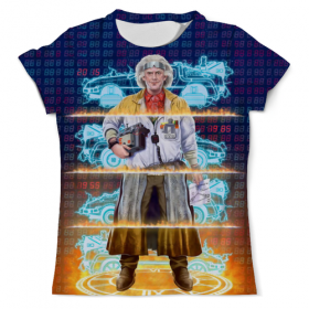 full_print_tee с принтом Back To The Future в Тюмени, Футболка с нанесением полноцветного изображения по всей поверхности может быть выполнена в двух вариантах - ХЛОПОК и СИНТЕТИКА. | Хлопок - ткань из 100% хлопка высшего качества пенье.  <br>Синтетика - ткань с высоким содержанием синтетического волокна (до 80%).  Материал хорошо тянется, имеет приятную на ощупь фактуру | 