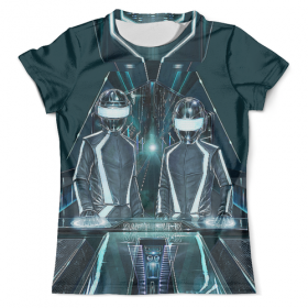 full_print_tee с принтом Daft Punk Design в Тюмени, Футболка с нанесением полноцветного изображения по всей поверхности может быть выполнена в двух вариантах - ХЛОПОК и СИНТЕТИКА. | Хлопок - ткань из 100% хлопка высшего качества пенье.  <br>Синтетика - ткань с высоким содержанием синтетического волокна (до 80%).  Материал хорошо тянется, имеет приятную на ощупь фактуру | 