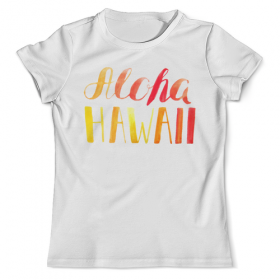 full_print_tee с принтом Aloha Hawaii в Тюмени, Футболка с нанесением полноцветного изображения по всей поверхности может быть выполнена в двух вариантах - ХЛОПОК и СИНТЕТИКА. | Хлопок - ткань из 100% хлопка высшего качества пенье.  <br>Синтетика - ткань с высоким содержанием синтетического волокна (до 80%).  Материал хорошо тянется, имеет приятную на ощупь фактуру | Тематика изображения на принте: 