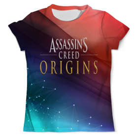 full_print_tee с принтом Assassins Creed в Тюмени, Футболка с нанесением полноцветного изображения по всей поверхности может быть выполнена в двух вариантах - ХЛОПОК и СИНТЕТИКА. | Хлопок - ткань из 100% хлопка высшего качества пенье.  <br>Синтетика - ткань с высоким содержанием синтетического волокна (до 80%).  Материал хорошо тянется, имеет приятную на ощупь фактуру | Тематика изображения на принте: 