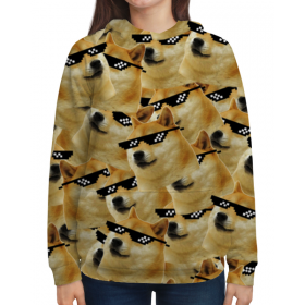 full_print_woman_hoodie с принтом Doge meme, deal with it очки в Тюмени,  |  | 