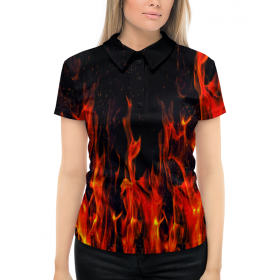 full_print_woman_polo с принтом Пламя в Тюмени,  |  | 