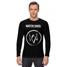 Мужской лонгслив с принтом Watch_Dogs в Тюмени, Хлопок |  | 