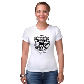 Женская футболка стрэйч с принтом Кот да Винчи в Тюмени,  |  | 