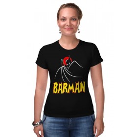 Женская футболка стрэйч с принтом Бармен (Barman) в Тюмени,  |  | 