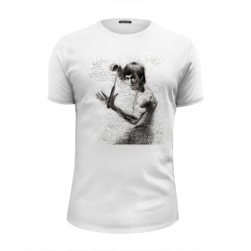 Мужская футболка Premium с принтом Bruce Lee в Тюмени, Белый, черный, серый меланж, голубой: 100% хлопок, плотность 160 гр. Остальные цвета: 92% хлопок, 8% лайкра, плотность 170-180гр. |  | 