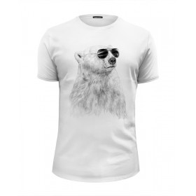 Мужская футболка Premium с принтом Белый Медведь в Тюмени, Белый, черный, серый меланж, голубой: 100% хлопок, плотность 160 гр. Остальные цвета: 92% хлопок, 8% лайкра, плотность 170-180гр. |  | 