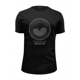 Мужская футболка Premium с принтом Чёрный Вигвам. Твин Пикс в Тюмени, Белый, черный, серый меланж, голубой: 100% хлопок, плотность 160 гр. Остальные цвета: 92% хлопок, 8% лайкра, плотность 170-180гр. |  | 