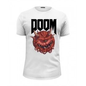 Мужская футболка Premium с принтом Doom game в Тюмени, Белый, черный, серый меланж, голубой: 100% хлопок, плотность 160 гр. Остальные цвета: 92% хлопок, 8% лайкра, плотность 170-180гр. |  | 