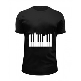 Мужская футболка Premium с принтом Piano-city в Тюмени, Белый, черный, серый меланж, голубой: 100% хлопок, плотность 160 гр. Остальные цвета: 92% хлопок, 8% лайкра, плотность 170-180гр. |  | 