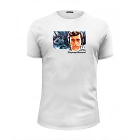 Мужская футболка Premium с принтом Владимир Высоцкий в Тюмени, Белый, черный, серый меланж, голубой: 100% хлопок, плотность 160 гр. Остальные цвета: 92% хлопок, 8% лайкра, плотность 170-180гр. |  | 