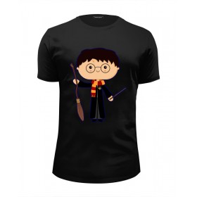 Мужская футболка Premium с принтом Гарри Поттер (Harry Potter) в Тюмени, Белый, черный, серый меланж, голубой: 100% хлопок, плотность 160 гр. Остальные цвета: 92% хлопок, 8% лайкра, плотность 170-180гр. |  | 