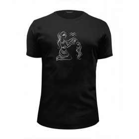Мужская футболка Premium с принтом Водолей в Тюмени, Белый, черный, серый меланж, голубой: 100% хлопок, плотность 160 гр. Остальные цвета: 92% хлопок, 8% лайкра, плотность 170-180гр. |  | 