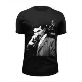 Мужская футболка Premium с принтом Никола Тесла в Тюмени, Белый, черный, серый меланж, голубой: 100% хлопок, плотность 160 гр. Остальные цвета: 92% хлопок, 8% лайкра, плотность 170-180гр. |  | 