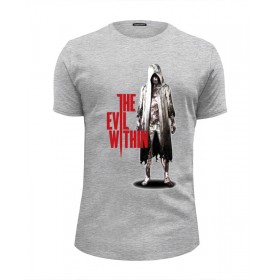 Мужская футболка Premium с принтом The Evil Within в Тюмени, Белый, черный, серый меланж, голубой: 100% хлопок, плотность 160 гр. Остальные цвета: 92% хлопок, 8% лайкра, плотность 170-180гр. |  | 
