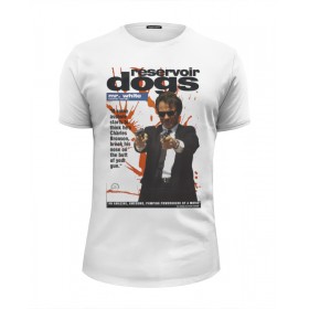 Мужская футболка Premium с принтом Reservoir Dogs в Тюмени, Белый, черный, серый меланж, голубой: 100% хлопок, плотность 160 гр. Остальные цвета: 92% хлопок, 8% лайкра, плотность 170-180гр. |  | 