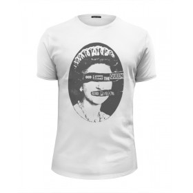 Мужская футболка Premium с принтом Sex Pistols в Тюмени, Белый, черный, серый меланж, голубой: 100% хлопок, плотность 160 гр. Остальные цвета: 92% хлопок, 8% лайкра, плотность 170-180гр. |  | 