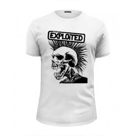 Мужская футболка Premium с принтом The Exploited в Тюмени, Белый, черный, серый меланж, голубой: 100% хлопок, плотность 160 гр. Остальные цвета: 92% хлопок, 8% лайкра, плотность 170-180гр. |  | Тематика изображения на принте: 