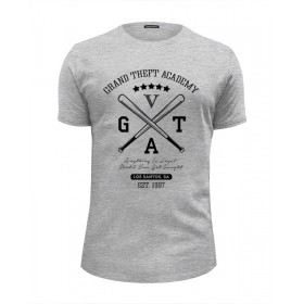 Мужская футболка Premium с принтом GTA в Тюмени, Белый, черный, серый меланж, голубой: 100% хлопок, плотность 160 гр. Остальные цвета: 92% хлопок, 8% лайкра, плотность 170-180гр. |  | Тематика изображения на принте: 