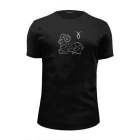 Мужская футболка Premium с принтом знак зодиака Овен в Тюмени, Белый, черный, серый меланж, голубой: 100% хлопок, плотность 160 гр. Остальные цвета: 92% хлопок, 8% лайкра, плотность 170-180гр. |  | 