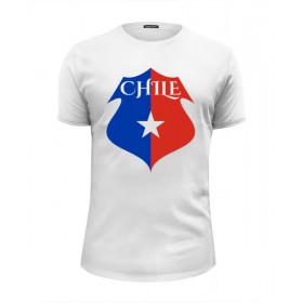 Мужская футболка Premium с принтом Сборная Чили по футболу в Тюмени, Белый, черный, серый меланж, голубой: 100% хлопок, плотность 160 гр. Остальные цвета: 92% хлопок, 8% лайкра, плотность 170-180гр. |  | 