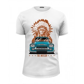 Мужская футболка Premium с принтом Chevy Apache Pickup Truck в Тюмени, Белый, черный, серый меланж, голубой: 100% хлопок, плотность 160 гр. Остальные цвета: 92% хлопок, 8% лайкра, плотность 170-180гр. |  | 