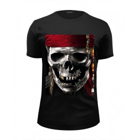 Мужская футболка Premium с принтом пираты карибского моря в Тюмени, Белый, черный, серый меланж, голубой: 100% хлопок, плотность 160 гр. Остальные цвета: 92% хлопок, 8% лайкра, плотность 170-180гр. |  | 