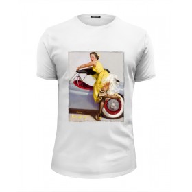 Мужская футболка Premium с принтом Pin-up girl в Тюмени, Белый, черный, серый меланж, голубой: 100% хлопок, плотность 160 гр. Остальные цвета: 92% хлопок, 8% лайкра, плотность 170-180гр. |  | 
