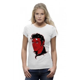 Женская футболка Premium с принтом Элвис Пресли Дьявол в Тюмени,  |  | 