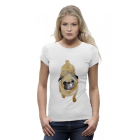 Женская футболка Premium с принтом Нарисованный мопс в Тюмени,  |  | 