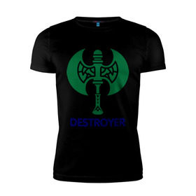 Мужская футболка премиум с принтом Orc Fighter - Destroyer в Тюмени, 92% хлопок, 8% лайкра | приталенный силуэт, круглый вырез ворота, длина до линии бедра, короткий рукав | destroyer | lineage