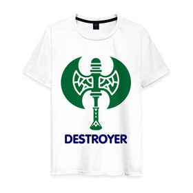 Мужская футболка хлопок с принтом Orc Fighter - Destroyer в Тюмени, 100% хлопок | прямой крой, круглый вырез горловины, длина до линии бедер, слегка спущенное плечо. | destroyer | lineage