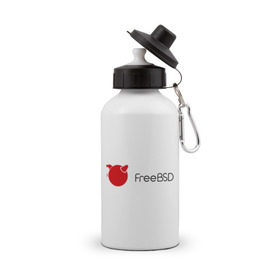 Бутылка спортивная с принтом Free BSD в Тюмени, металл | емкость — 500 мл, в комплекте две пластиковые крышки и карабин для крепления | freebsd | linux | линукс | люникс