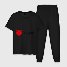 Мужская пижама хлопок с принтом Free BSD в Тюмени, 100% хлопок | брюки и футболка прямого кроя, без карманов, на брюках мягкая резинка на поясе и по низу штанин
 | freebsd | linux | линукс | люникс