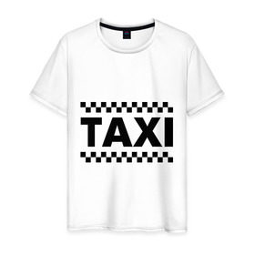 Мужская футболка хлопок с принтом Taxi в Тюмени, 100% хлопок | прямой крой, круглый вырез горловины, длина до линии бедер, слегка спущенное плечо. | Тематика изображения на принте: taxi | для таксиста | такси | таксист | шашечки