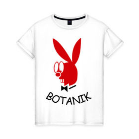 Женская футболка хлопок с принтом Botanic в Тюмени, 100% хлопок | прямой крой, круглый вырез горловины, длина до линии бедер, слегка спущенное плечо | botanik | playboy | ботаник | плейбой