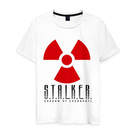 Мужская футболка хлопок с принтом Stalker в Тюмени, 100% хлопок | прямой крой, круглый вырез горловины, длина до линии бедер, слегка спущенное плечо. | shooter | stalker | постапокалиптические | припять | радиация | сталкер | чернобыль | шутер