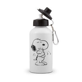 Бутылка спортивная с принтом Snoopy в Тюмени, металл | емкость — 500 мл, в комплекте две пластиковые крышки и карабин для крепления | snoopy | сгупи