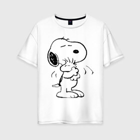 Женская футболка хлопок Oversize с принтом Snoopy в Тюмени, 100% хлопок | свободный крой, круглый ворот, спущенный рукав, длина до линии бедер
 | snoopy | сгупи