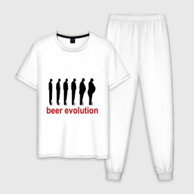 Мужская пижама хлопок с принтом Beer evolution в Тюмени, 100% хлопок | брюки и футболка прямого кроя, без карманов, на брюках мягкая резинка на поясе и по низу штанин
 | beer evolution