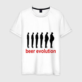 Мужская футболка хлопок с принтом Beer evolution в Тюмени, 100% хлопок | прямой крой, круглый вырез горловины, длина до линии бедер, слегка спущенное плечо. | Тематика изображения на принте: beer evolution