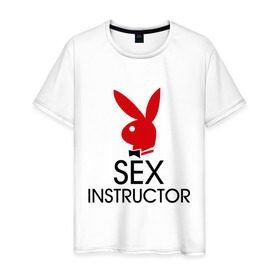 Мужская футболка хлопок с принтом Sex Instructor в Тюмени, 100% хлопок | прямой крой, круглый вырез горловины, длина до линии бедер, слегка спущенное плечо. | инструктор